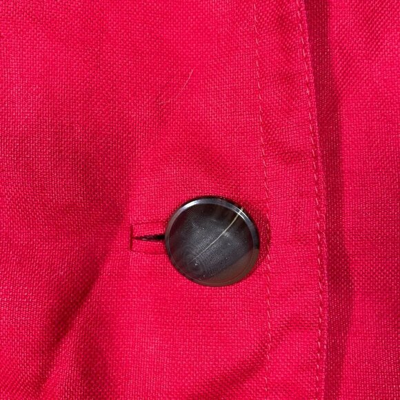 Talbots Petites Women's LS Red Linen Cotton Blazer Jacket 12P Large Button - Picture 2 of 6